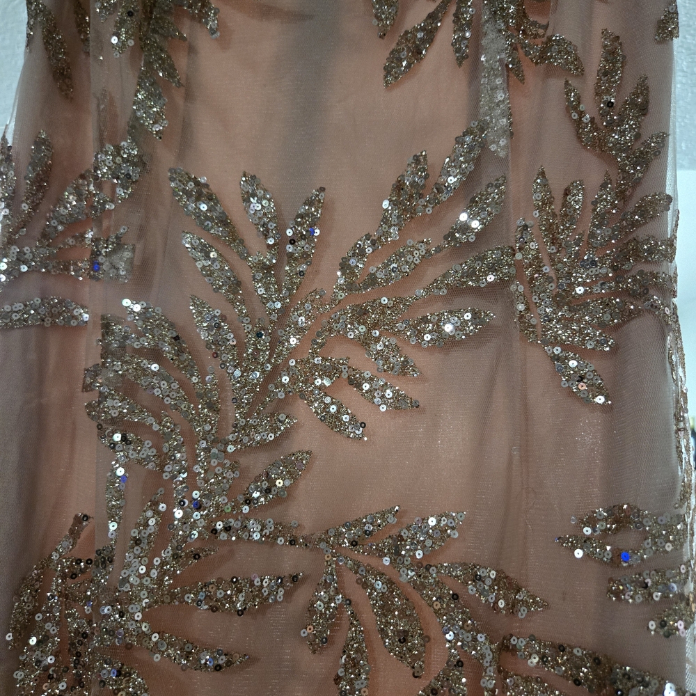 Womens Rose Gold Sequin Prom Dress